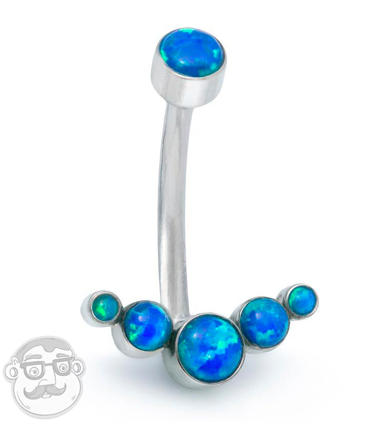 Blue Opal Cluster Belly Button Ring