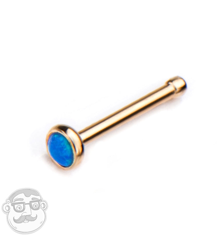 20G Blue Opalite Gold PVD Nosebone