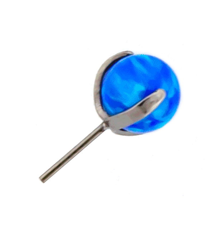 Blue Opalite Prong Ball Titanium Threadless Top