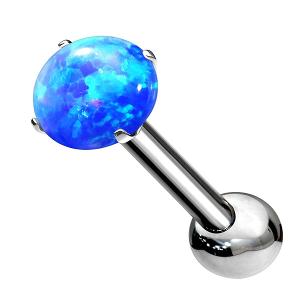 Blue Opalite Prong Set Titanium Threadless Barbell