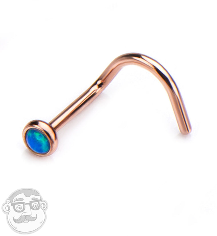 20G Blue Opalite Rose Gold PVD Nosescrew