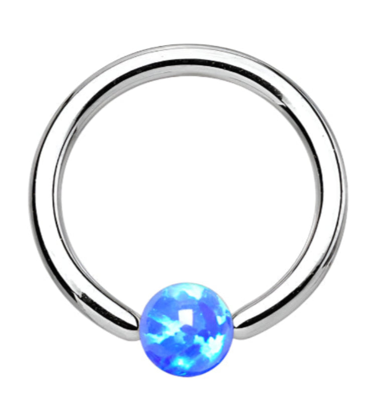 Blue Opalite Stainless Steel Captive Ring