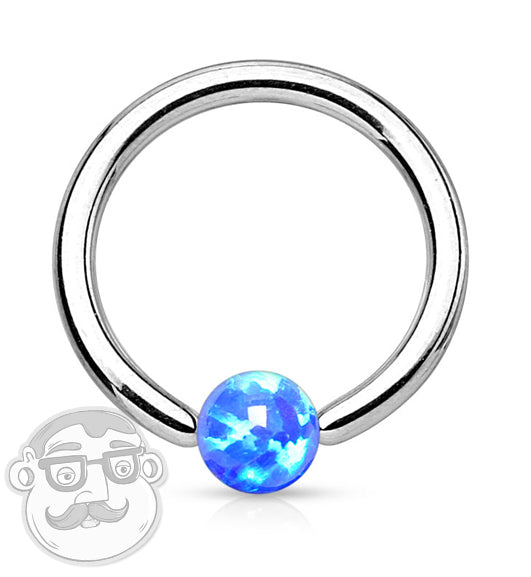 Blue Opalite Stainless Steel Captive Ring