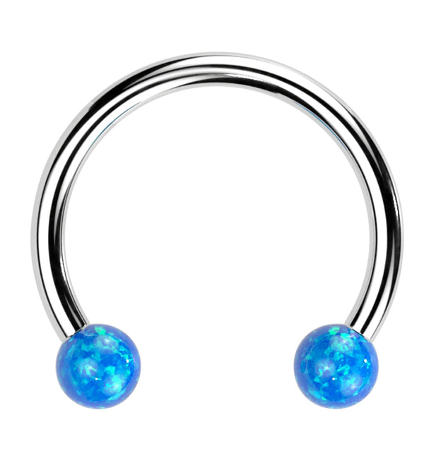 Blue Opalite Ball Threadless Titanium Circular Barbell