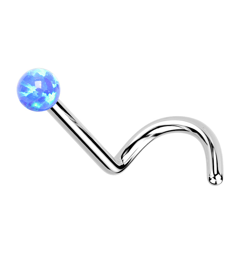 Blue Opalite Ball Titanium Threadless Nose Screw