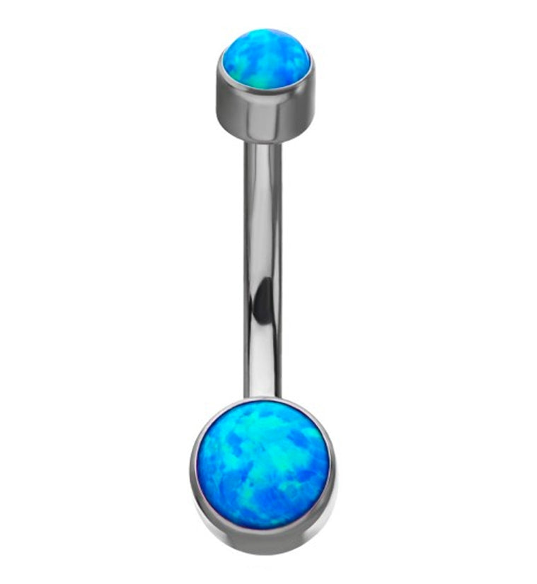 Blue Opalite Bezel Titanium Belly Button Ring