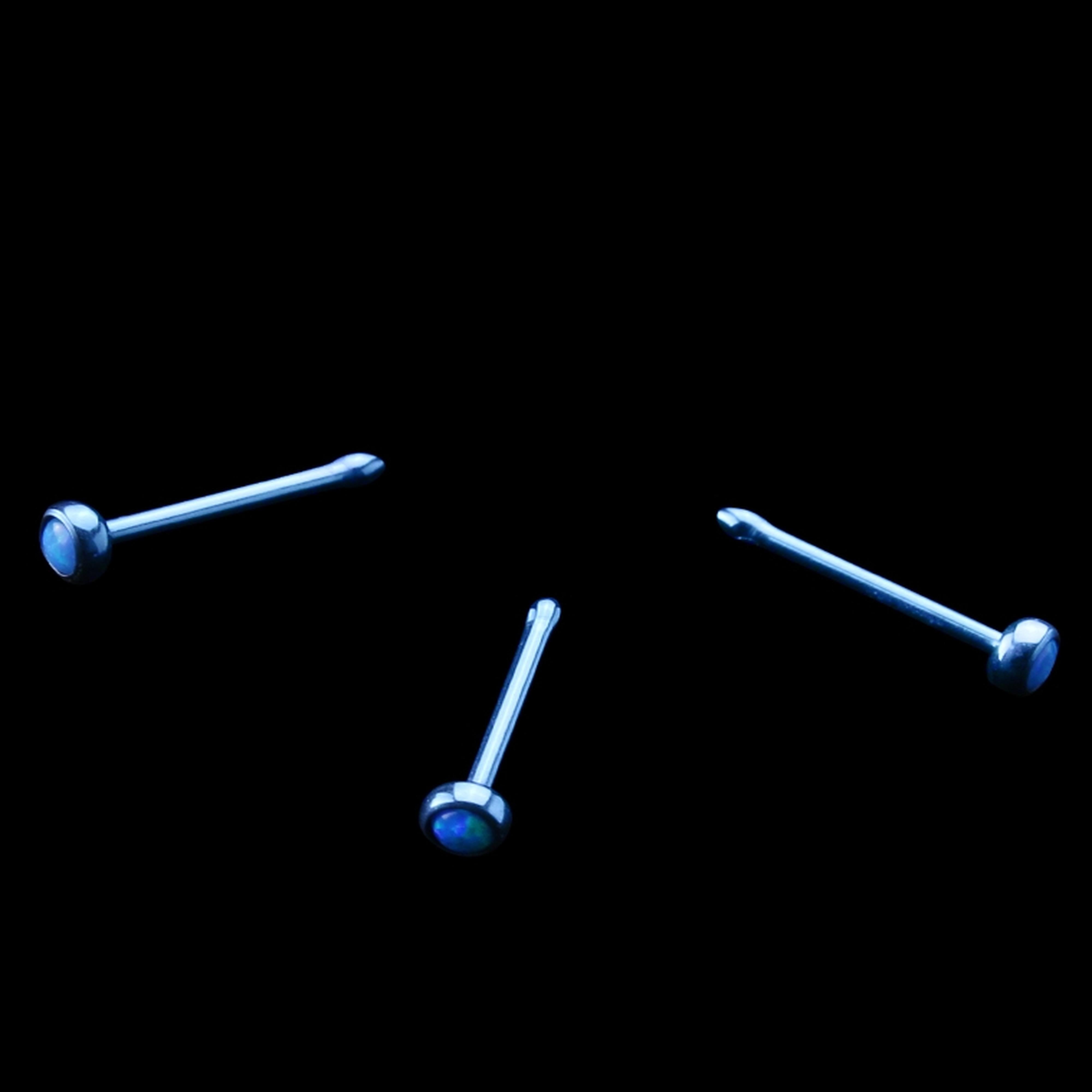 Anodized Blue Opalite X Blue Titanium Nosebone