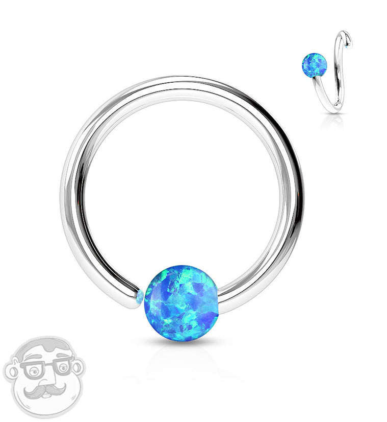 Blue Opalite Fixed Captive Ring