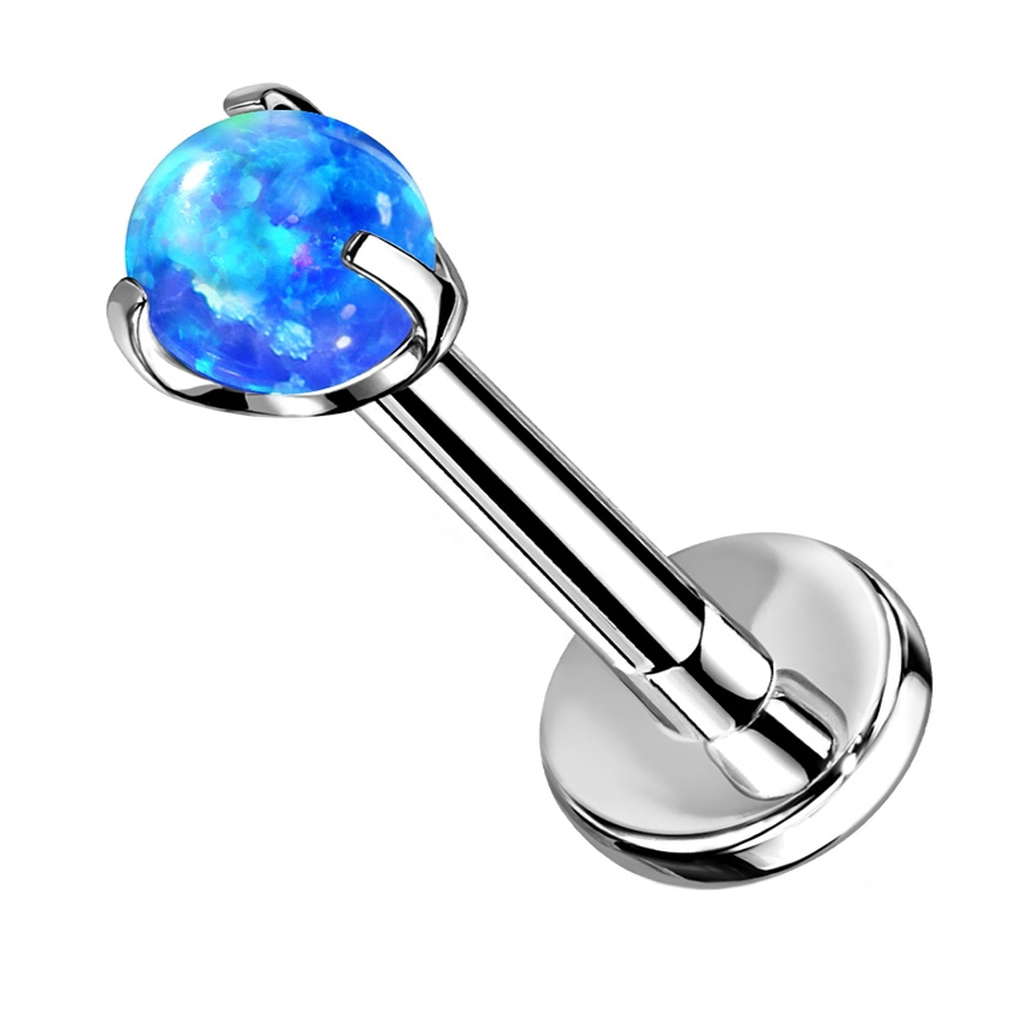Blue Opalite Claw Set Titanium Threadless Labret