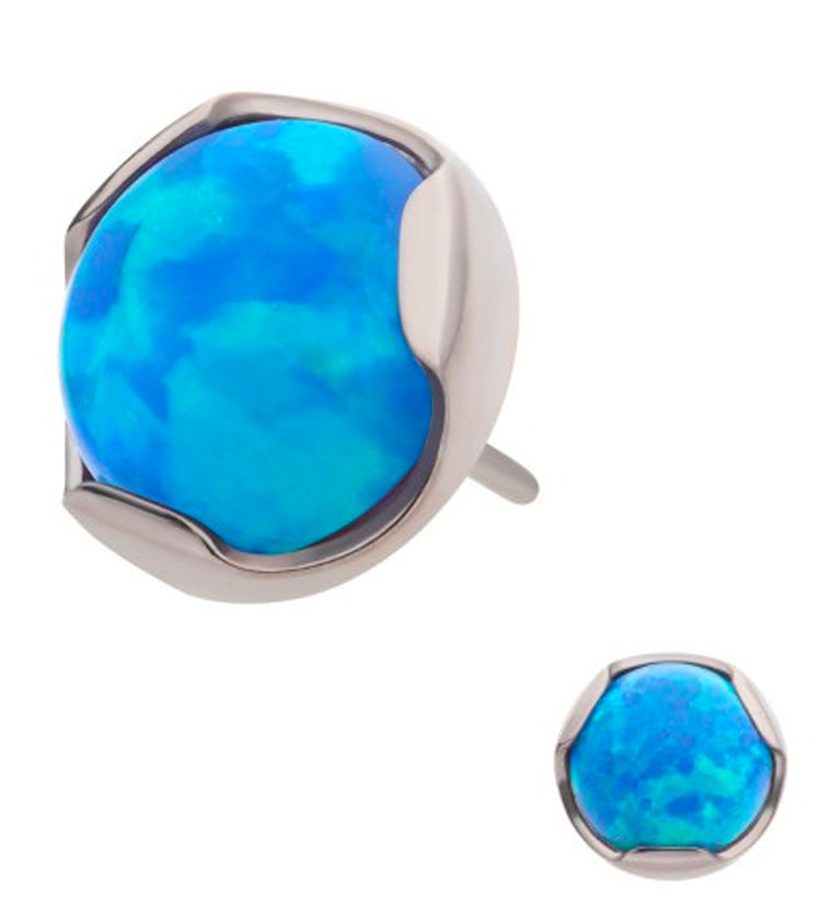 Blue Opalite Dome Titanium Threadless Top