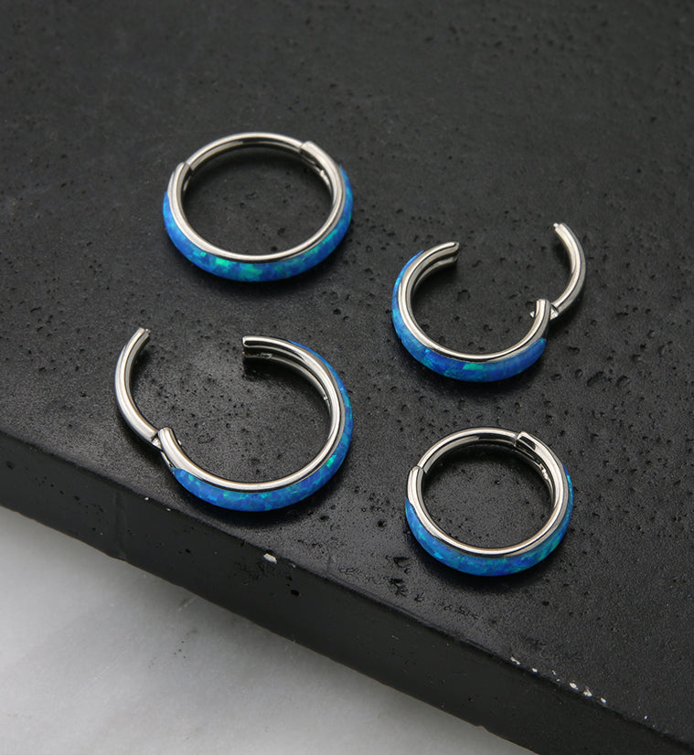 Vast Blue Opalite Titanium Hinged Segment Ring
