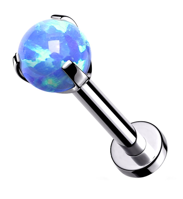 Blue Opalite Claw Set Stainless Steel Labret