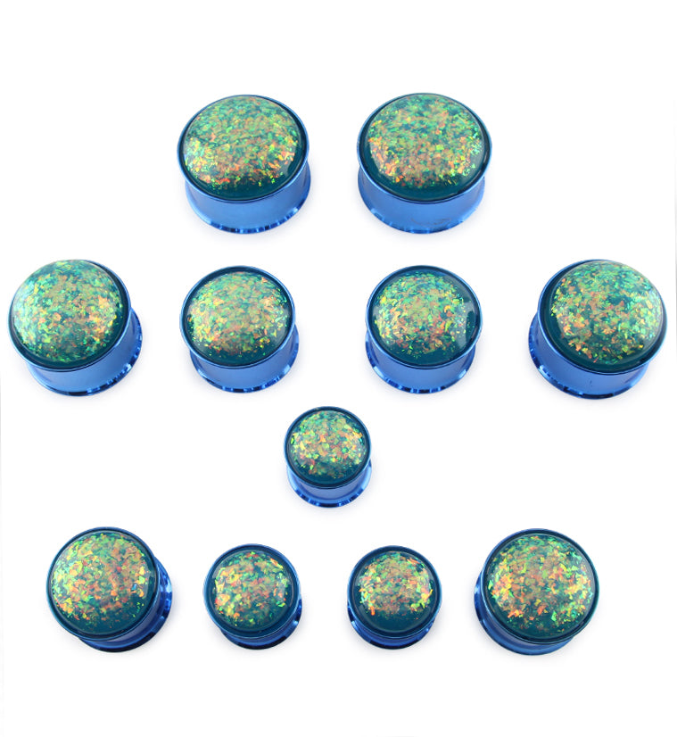 Blue Opalite Flash PVD Stainless Steel Plugs