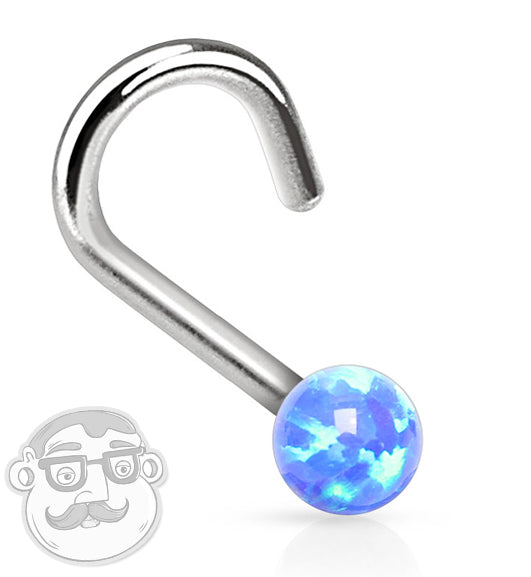 20G - 18G Blue Opalite Nose Screw Ring