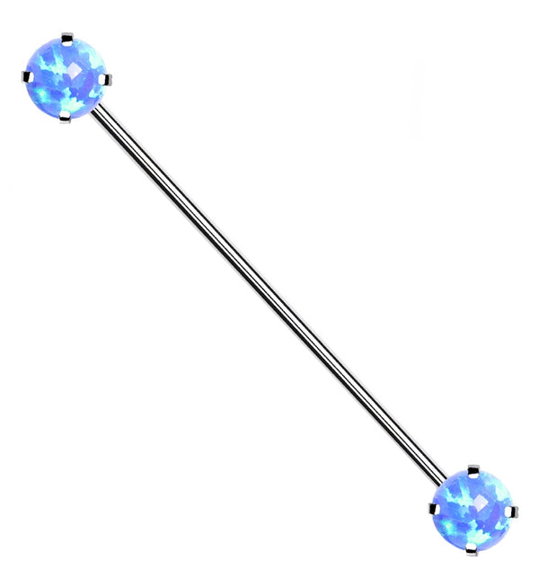 Blue Opalite Stainless Steel Threadless Industrial Barbell