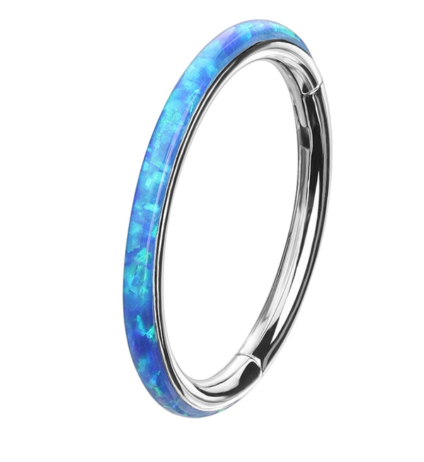 Blue Opalite Orbed Titanium Hinged Segment Ring