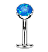 Blue Opalite Titanium Threadless Floating Belly Button Ring (Convex Disk)