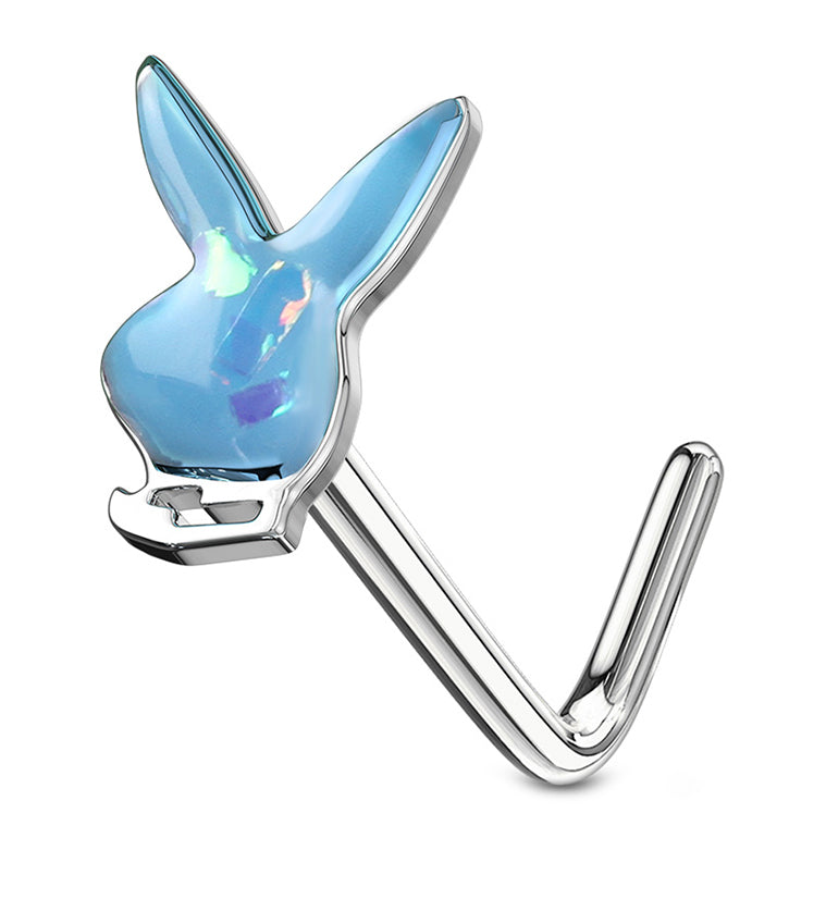 20GBlue Playboy Bunny L Bend Nose Ring