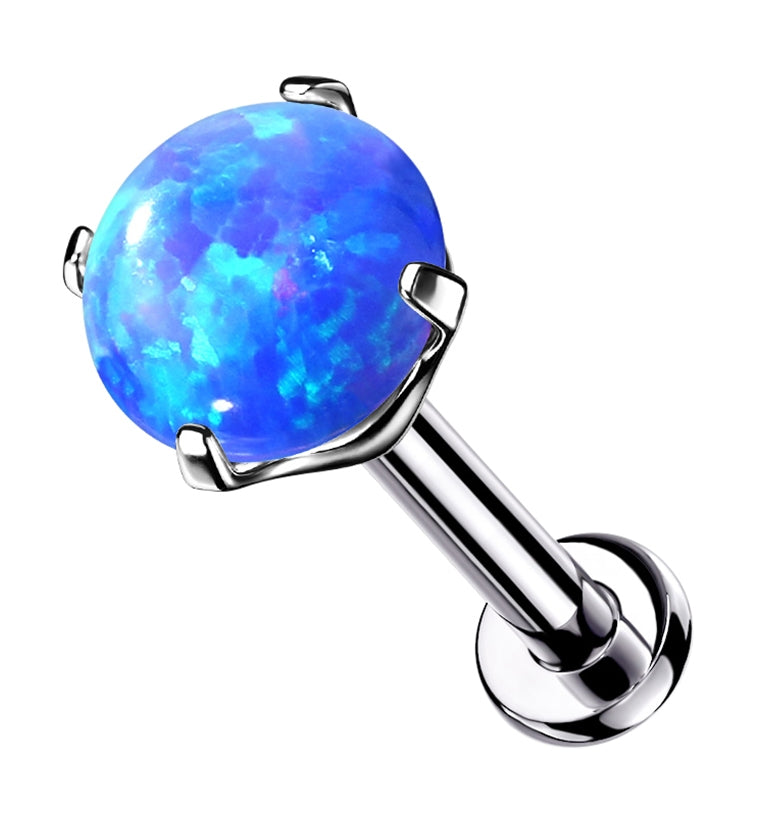 Blue Opalite Prong Set Titanium Threadless Labret
