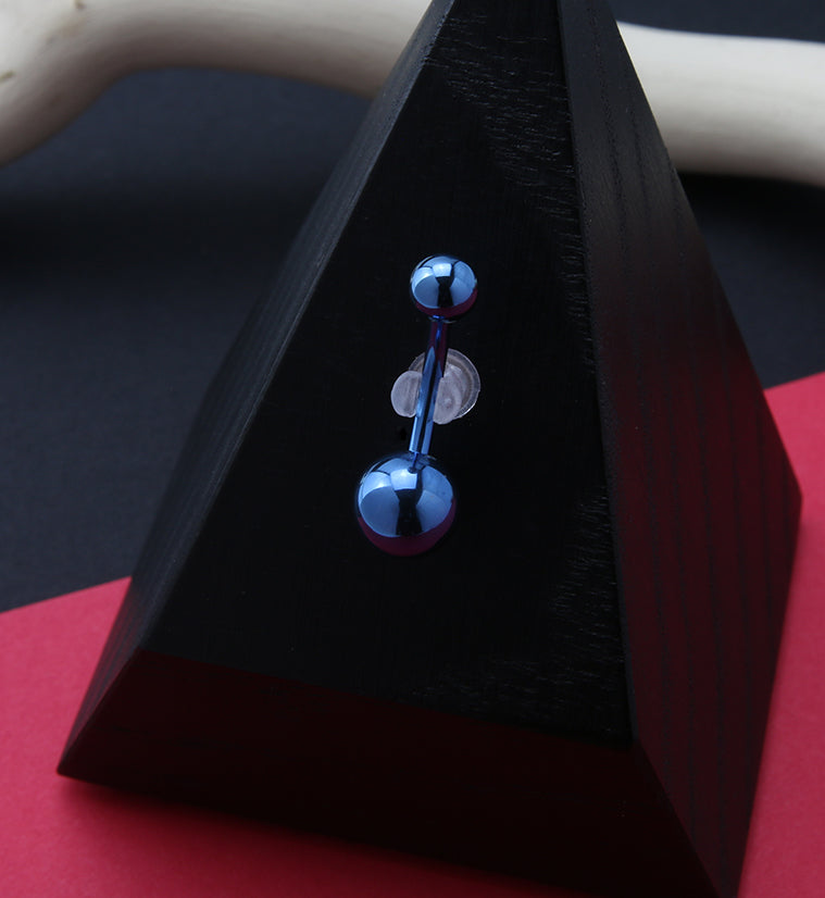 Blue PVD Titanium Internally Threaded Belly Button Ring