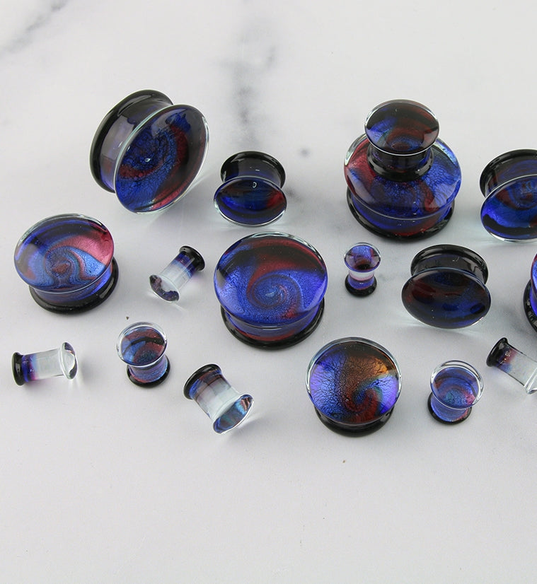 Blue & Red Dichroic Glass Plugs