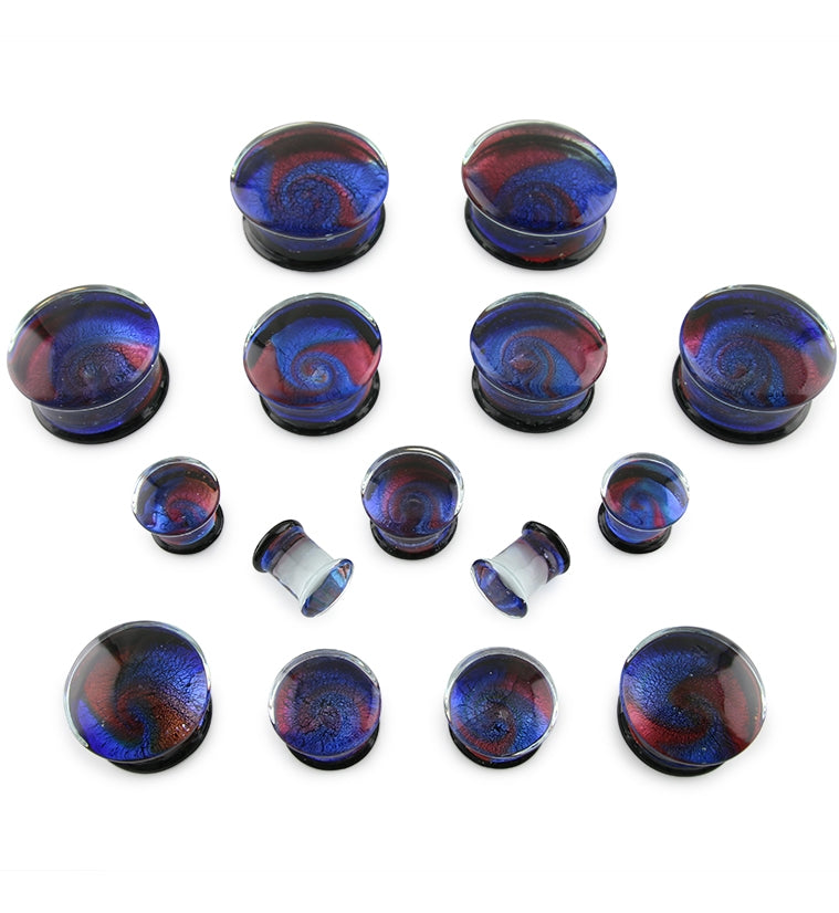 Blue & Red Dichroic Glass Plugs