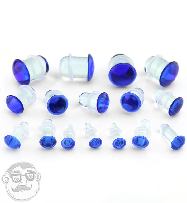 Blue Color Front Single Flare Glass Plugs