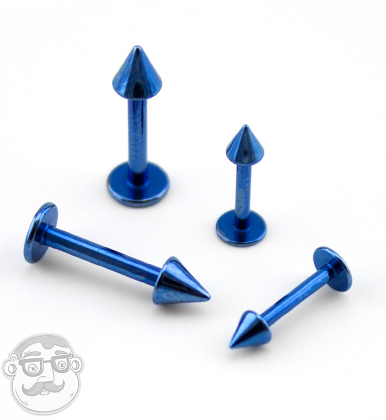 Blue PVD Spike Labret Flatback