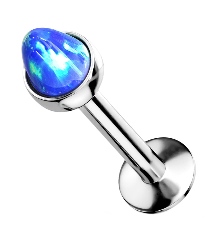 16G Blue Opal Spike Stainless Steel Labret