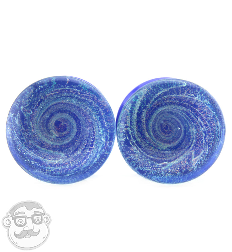 Blue Cosmic Spiral Glass Plugs