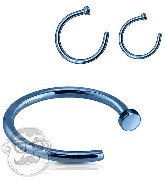 Blue Stainless Steel Nose Hoop Ring