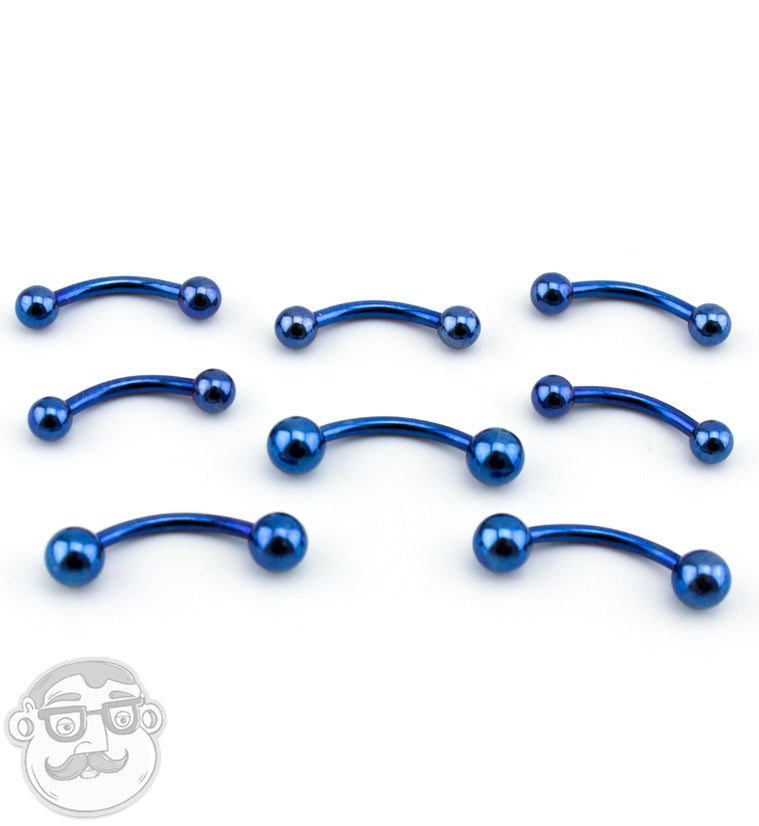 Blue PVD Plated Curved Barbell
