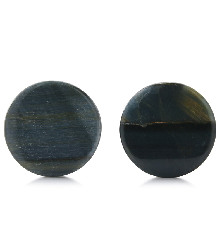 Blue Tigers Eye Stone Plugs 7/8" (22.5mm) Version 1