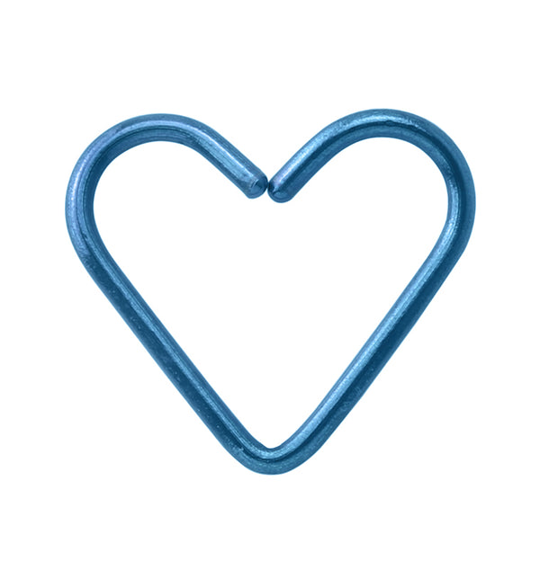 Blue PVD Heart Seamless Titanium Hoop Ring