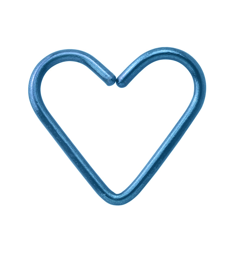 Blue PVD Heart Seamless Titanium Hoop Ring