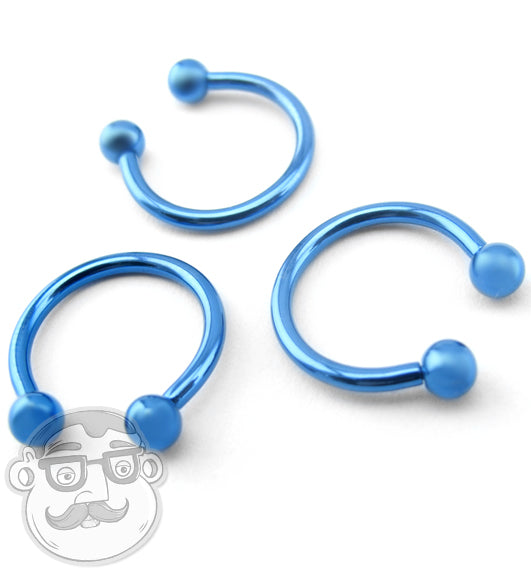Blue Titanium Circular Barbells