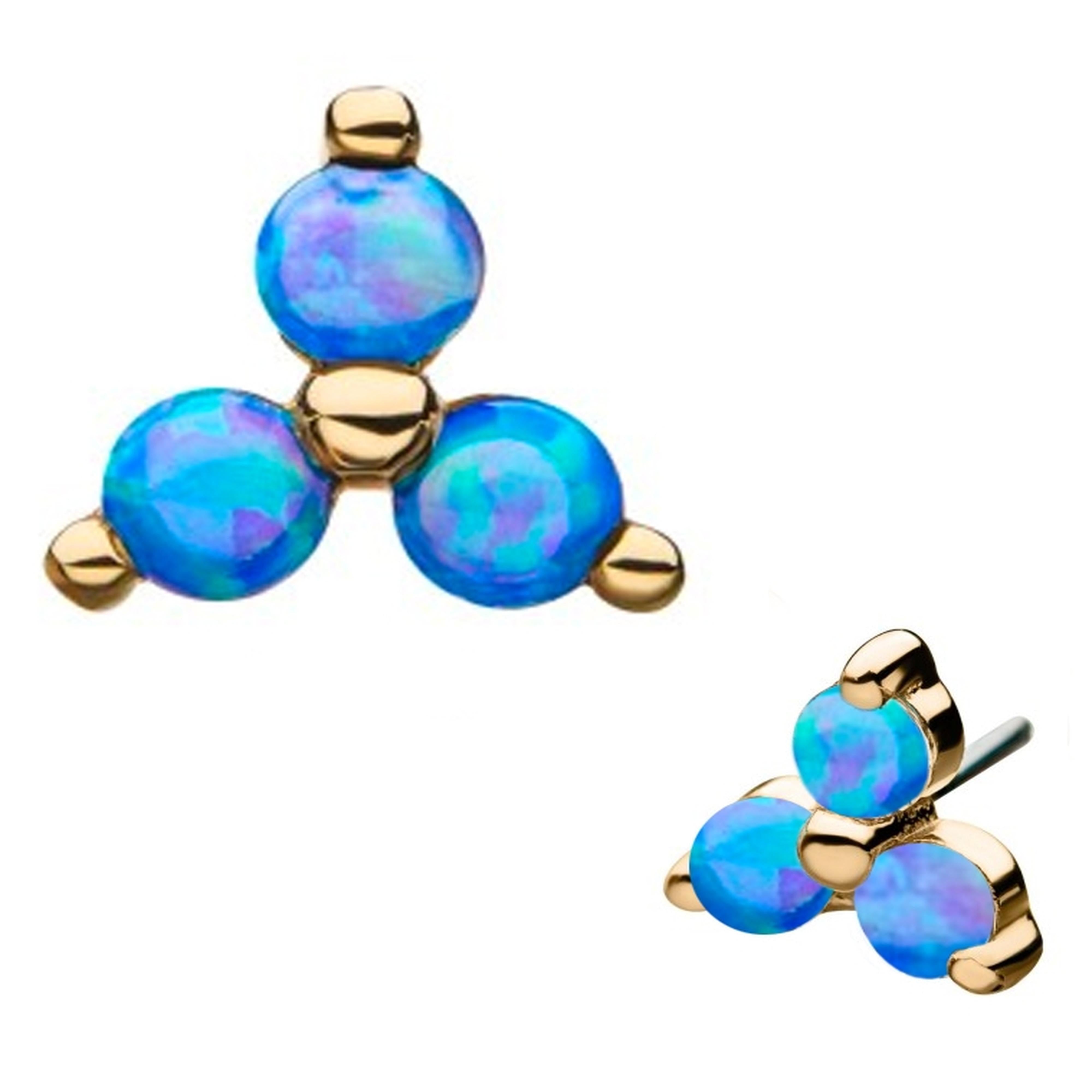 14kt Gold Blue Cluster Threadless Top