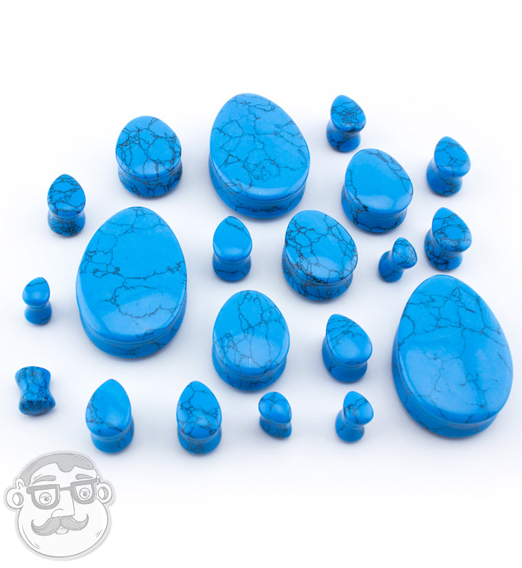 Howlite Turquoise Stone Teardrop Plugs