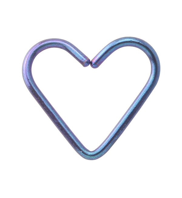 Blurple Anodized Heart Seamless Titanium Hoop Ring