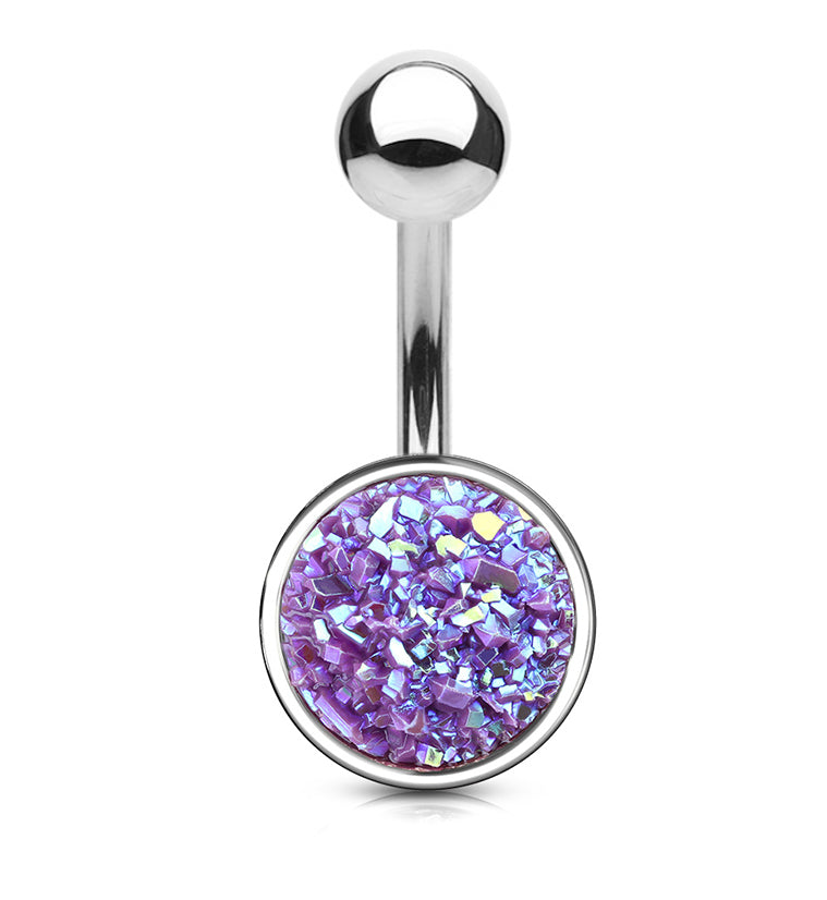 Purple Druzy Shield Belly Button Ring