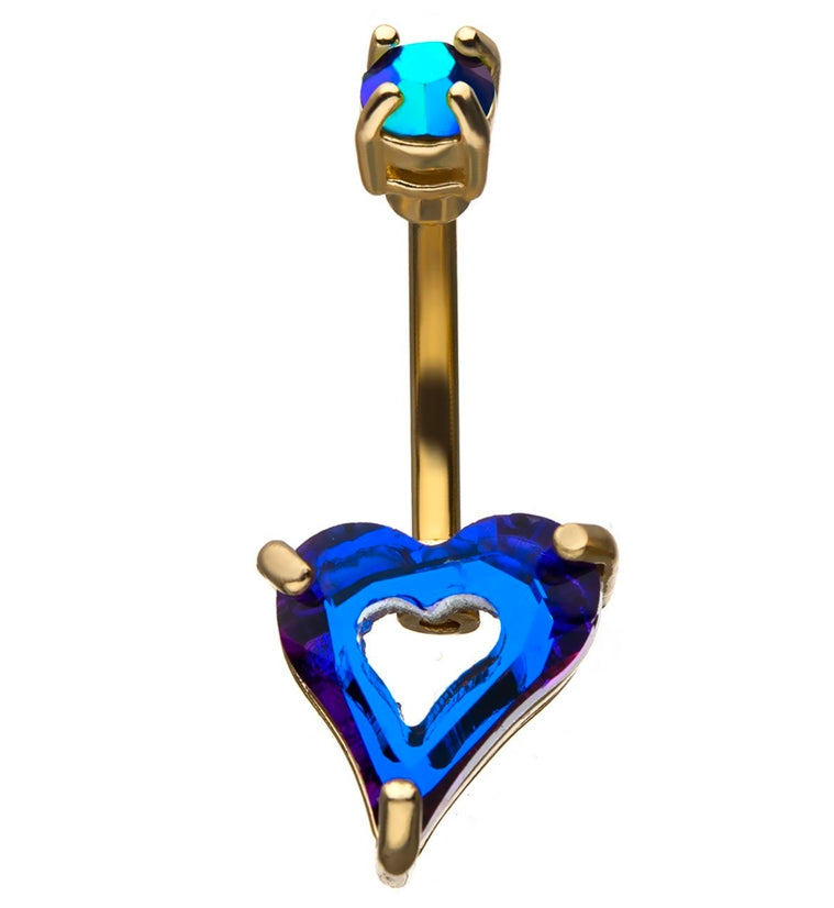 Blurple Heart Gold Belly Ring