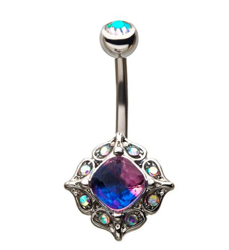 Blurple Rococo CZ Belly Ring