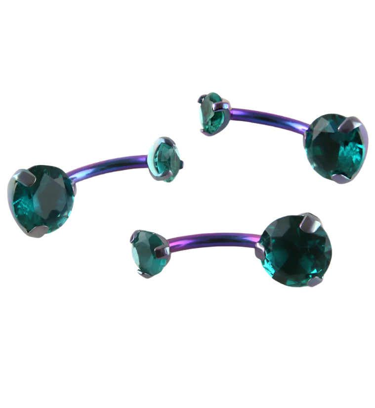 Blurple Titanium Belly Button Ring - Blue Zircon CZ Gem