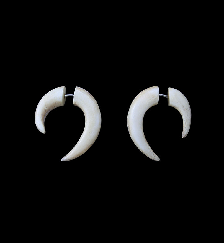 Bone Fake Gauge Hook Taper Tribal Earrings