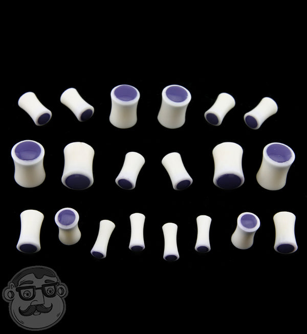Bone Plugs with Purple Resin Inlay