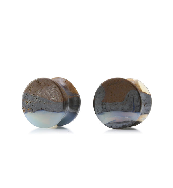 Boulder Opal Stone Plugs 1/2" (12.5mm) Version 9