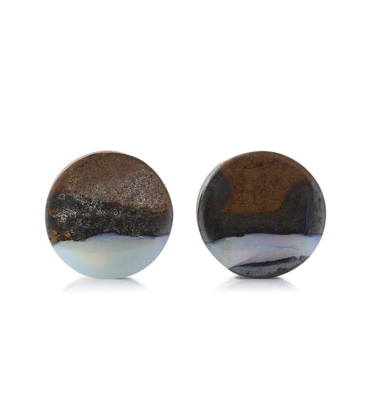 Boulder Opal Stone Plugs 1/2" (12.5mm) Version 9