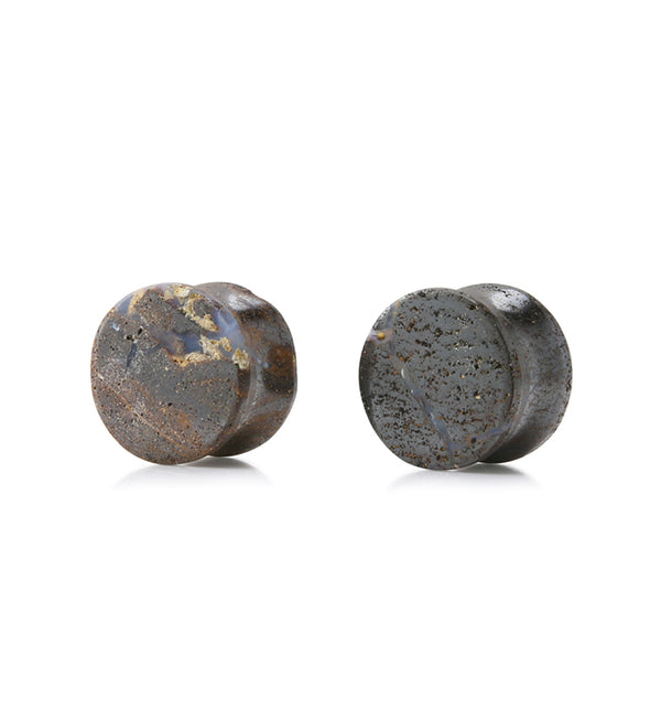 Boulder Opal Stone Plugs 1/2" (12mm) Version 2