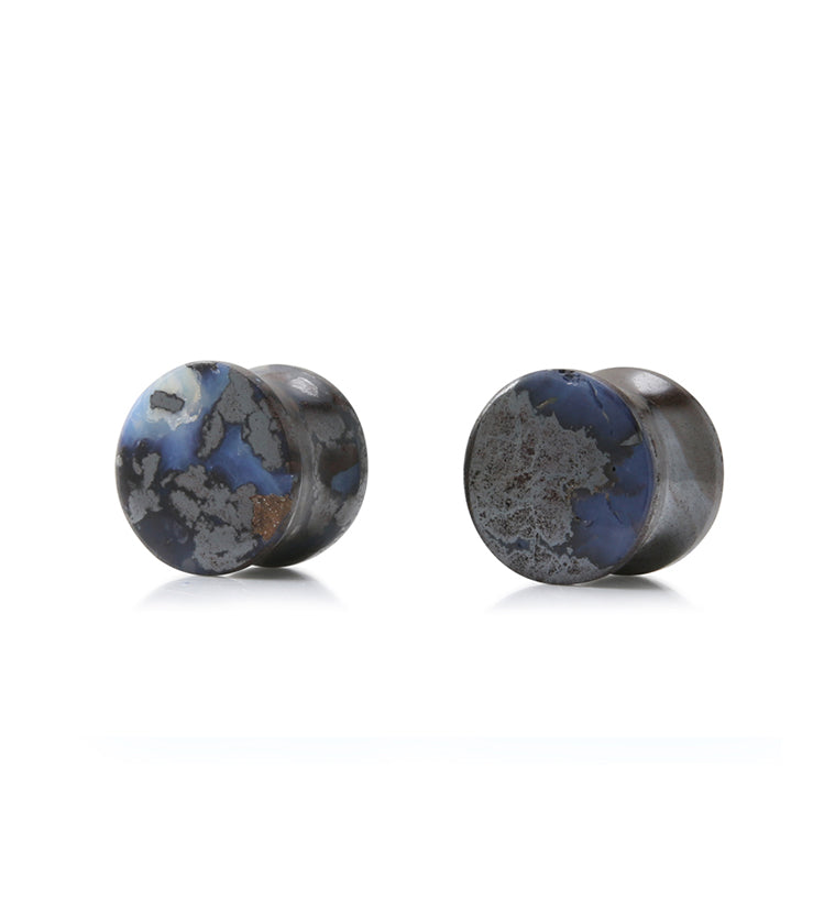 Boulder Opal Stone Plugs 1/2" (12mm) Version 3