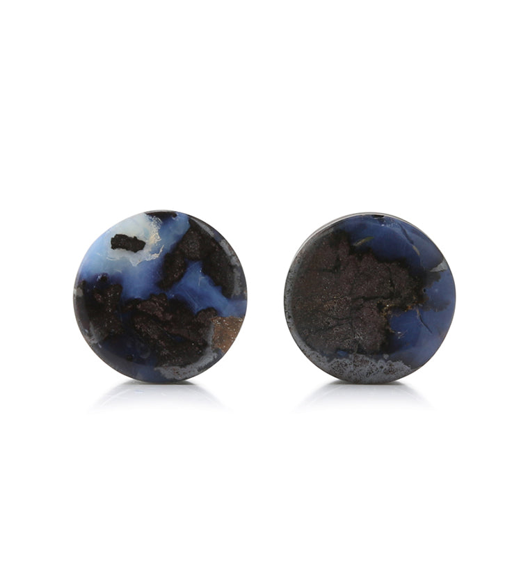 Boulder Opal Stone Plugs 1/2" (12mm) Version 3